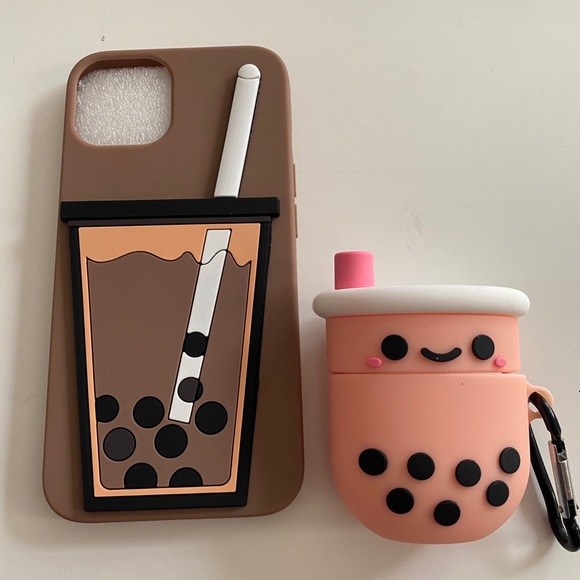 Boba tea iPhone 12/12 Pro case and AirPod cover set - Picture 1 of 8